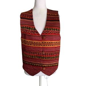 Peruvian Connection Colorful Woven Textile Art Women’s Vest Art to Wear Boho
